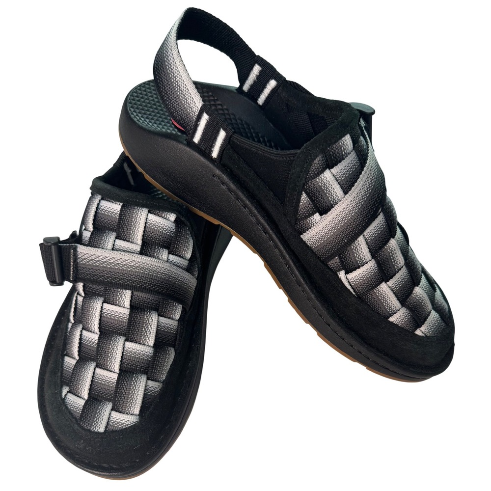 Chaco Canyon Clog Mens 10 Black Grey Woven Adjustable Strap